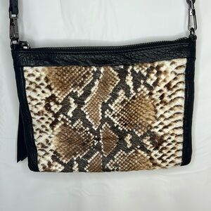 KOOBA handbag Python printed calf zip top clutch with strap handcrafted